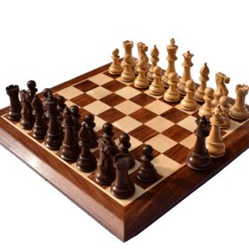 Classic Series chess set Boxwood & sheesham 5" King with 2.25" Square Beveled chess board-8831