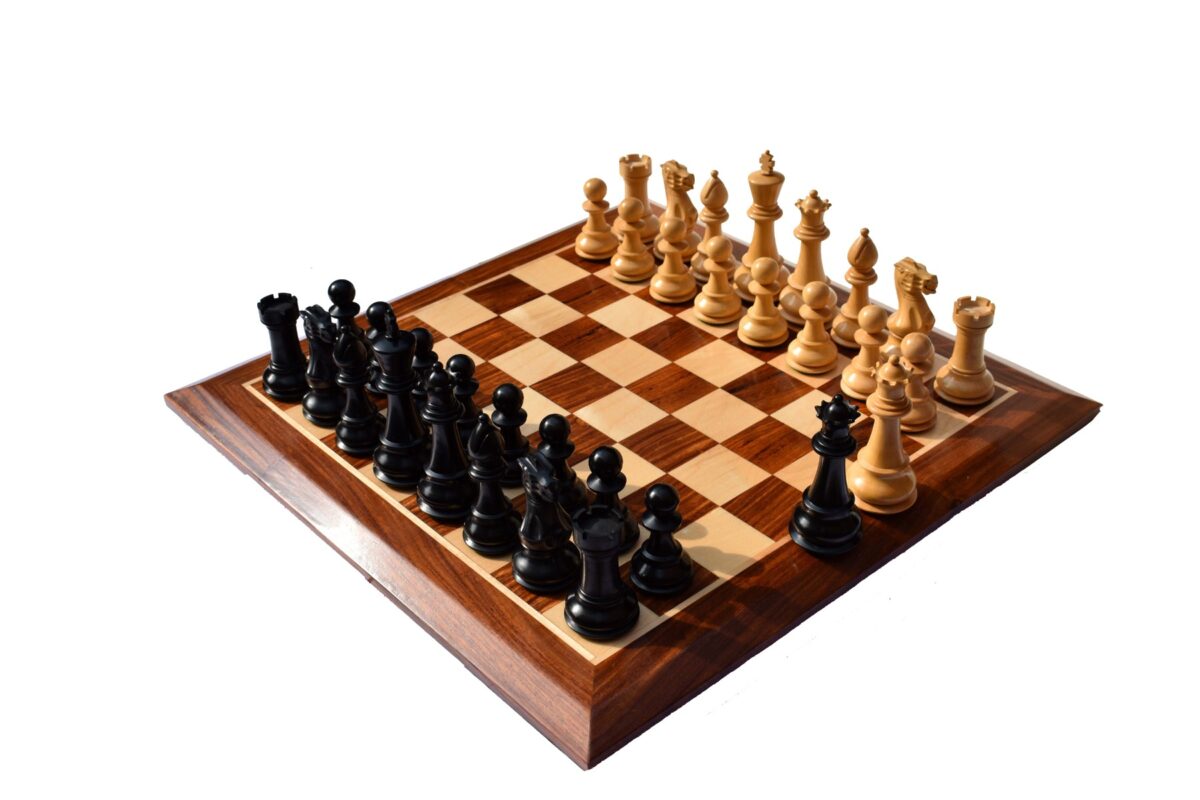 Classic Series chess set Boxwood & Ebonized 5" King with 2.25" Square Beveled series chess board-8820