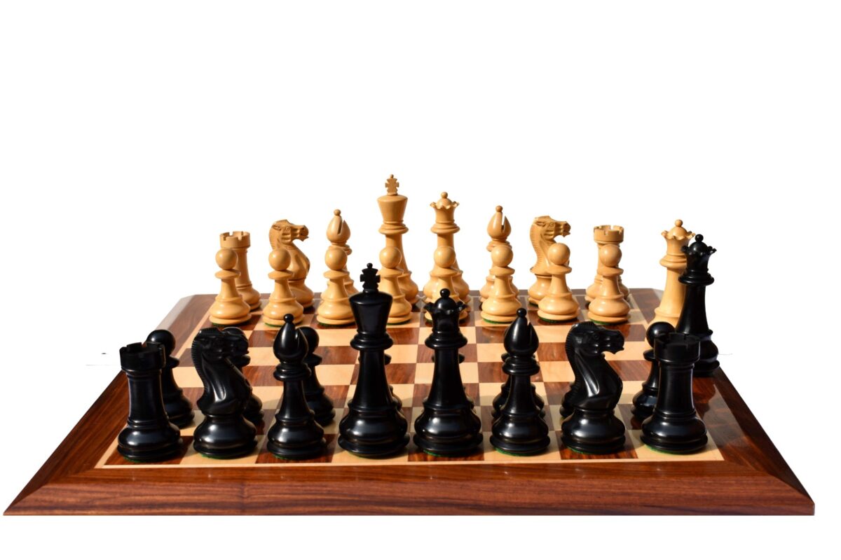 Classic Series chess set Boxwood & Ebonized 5" King with 2.25" Square Beveled series chess board-8821