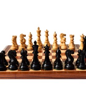 Classic Series chess set Boxwood & Ebonized 5" King with 2.25" Square Beveled series chess board-8821