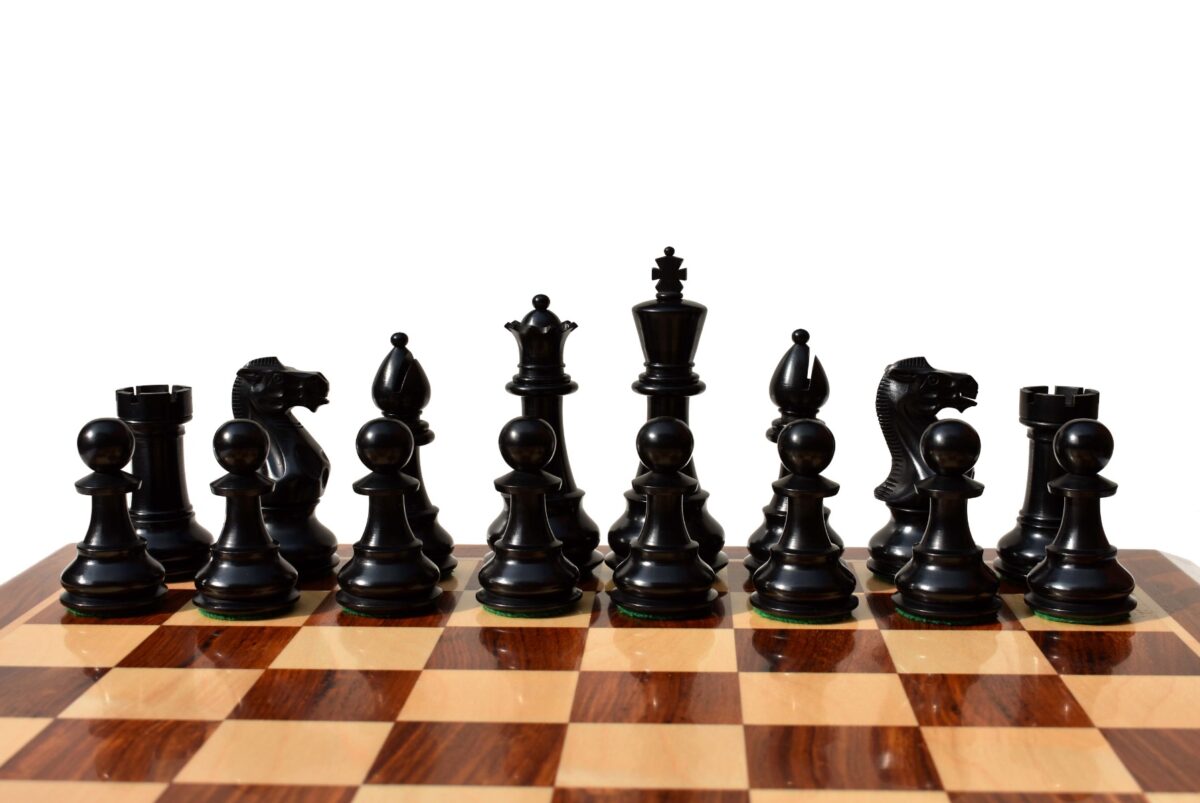 Classic Series chess set Boxwood & Ebonized 5" King with 2.25" Square Beveled series chess board-8824