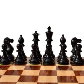 Classic Series chess set Boxwood & Ebonized 5" King with 2.25" Square Beveled series chess board-8824