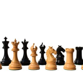 King's Crown Series Chess set Boxwood & Ebony 4.25" King with 2.25" Royal Castle chess board-8891