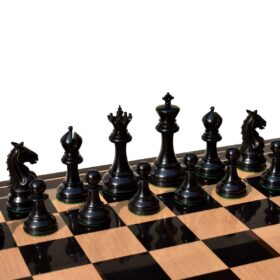 King's Crown Series Chess set Boxwood & Ebony 4.25" King with 2.25" Royal Castle chess board-8884