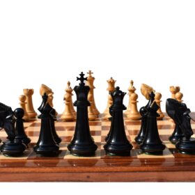 The Columbus Series Chess set Boxwood & Ebony 4" King 2" Square chess Board-8935