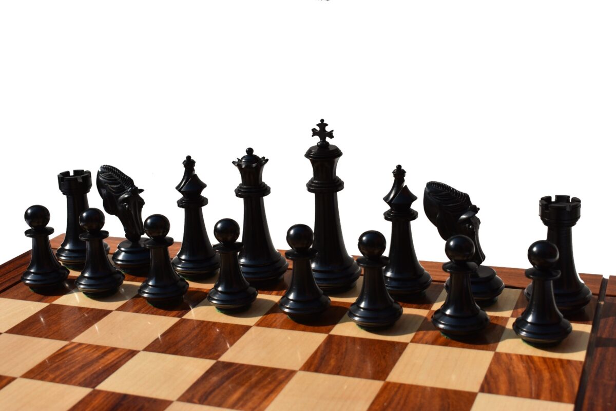 The Columbus Series Chess set Boxwood & Ebony 4" King 2" Square chess Board-8940