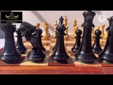 The Columbus Series Chess set Boxwood & Ebony 4" King 2" Square chess Board-8945