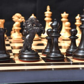 The Ashwamedha Series Chess set Boxwood & Ebony 4.4" King Matte Finish with 2.5" Square Chess Board and storage box-9004