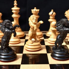 The Ashwamedha Series Chess pieces Boxwood & Ebony 4.4" King Matte Finish with Storage Box-9021