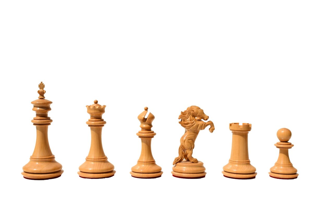 The Ashwamedha Series Chess set Boxwood & Ebony 4.4" King Matte Finish with 2.5" Square Chess Board and storage box-9008