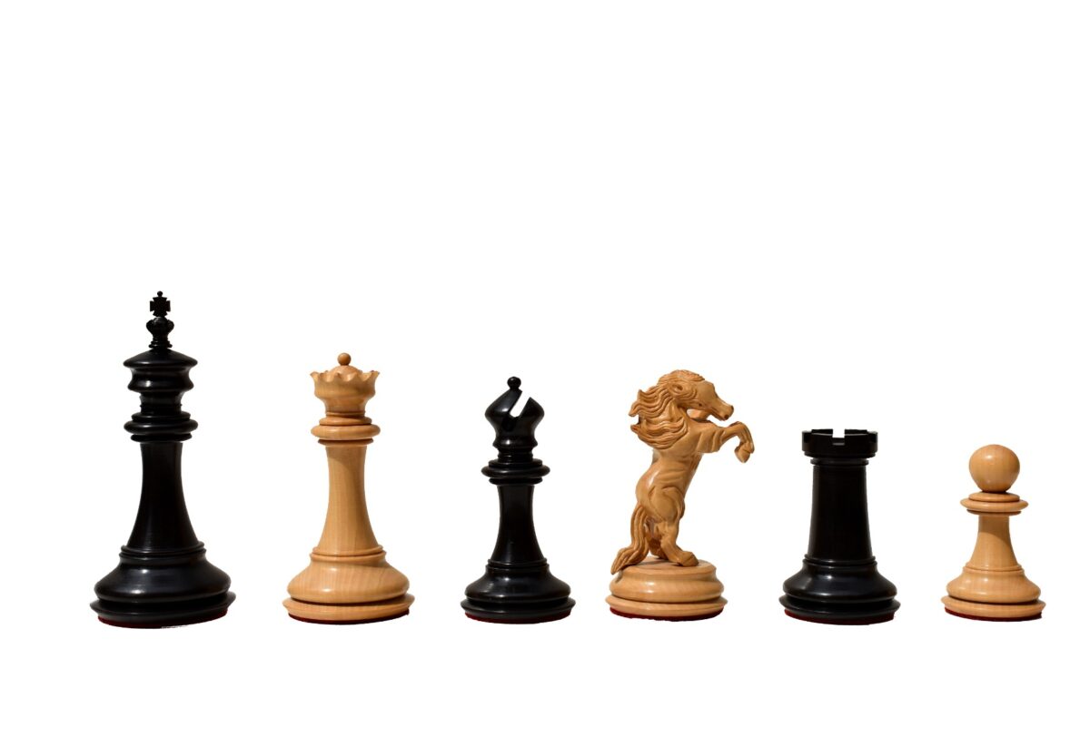 The Ashwamedha Series Chess set Boxwood & Ebony 4.4" King Matte Finish with 2.5" Square Chess Board and storage box-9009