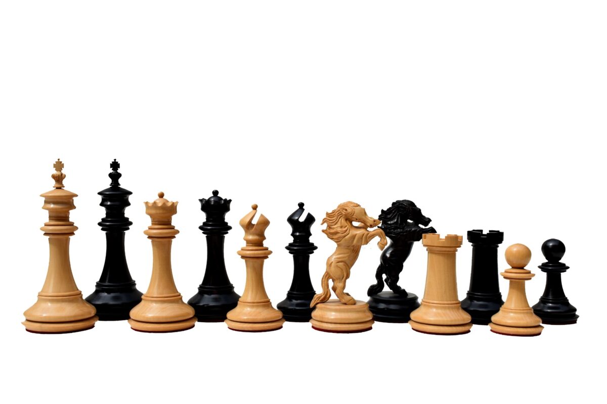 The Ashwamedha Series Chess set Boxwood & Ebony 4.4" King Matte Finish with 2.5" Square Chess Board and storage box-9011