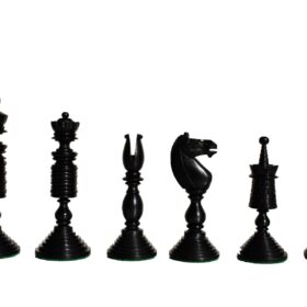 English Pre-Staunton chess set reproduction Antique Boxwood & Ebony 4.625" King with 2" Square Chess Board-9129