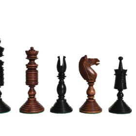 English Pre-Staunton chess set reproduction Antique Boxwood & Ebony 4.625" King with 2" Square Chess Board-9130