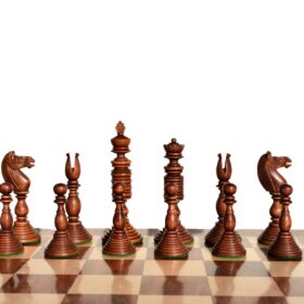 English Pre-Staunton chess set reproduction Antique Boxwood & Ebony 4.625" King with 2" Square Chess Board-9124