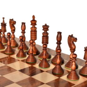 English Pre-Staunton chess set reproduction Antique Boxwood & Ebony 4.625" King with 2" Square Chess Board-9125