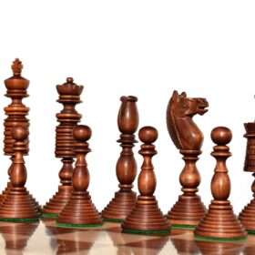 English Pre-Staunton chess set reproduction Antique Boxwood & Ebony 4.625" King with 2" Square Chess Board-9126