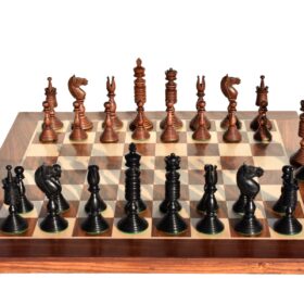 English Pre-Staunton chess set reproduction Antique Boxwood & Ebony 4.625" King with 2" Square Chess Board-9121