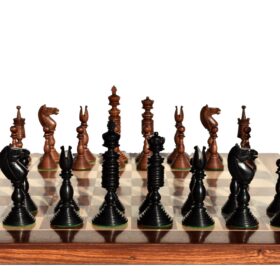 English Pre-Staunton chess set reproduction Antique Boxwood & Ebony 4.625" King with 2" Square Chess Board-9122