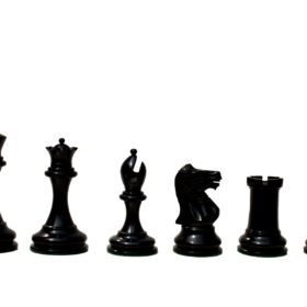 The Howard Staunton chess set Boxwood & Ebony 4" King with 2" square chess board-9155