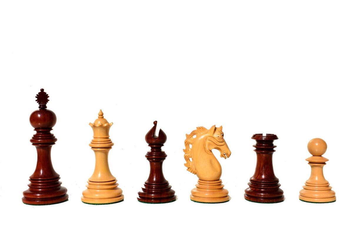 St Petersburg Series Chess Set Boxwood & Padauk 4.4" King with 2.25" Square Chess Board-9212