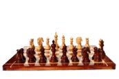 St Petersburg Series Chess Set Boxwood & Padauk 4.4" King with 2.25" Square Chess Board-0