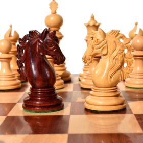 St Petersburg Series Chess Set Boxwood & Padauk 4.4" King with 2.25" Square Chess Board-9207