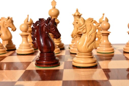 St Petersburg Series Chess Set Boxwood & Padauk 4.4" King with 2.25" Square Chess Board-9207