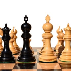 St Petersburg Series Chess Set Boxwood & Ebony 4.4" King with 2.25" Square Chess Board-9179