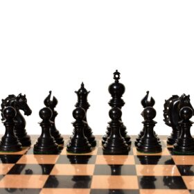 St Petersburg Series Chess Set Boxwood & Ebony 4.4" King with 2.25" Square Chess Board-9177