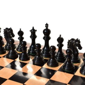 St Petersburg Series Chess Set Boxwood & Ebony 4.4" King with 2.25" Square Chess Board-9176