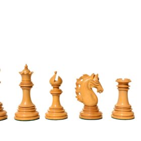 St Petersburg Series Chess Set Boxwood & Ebony 4.4" King with 2.25" Square Chess Board-9180