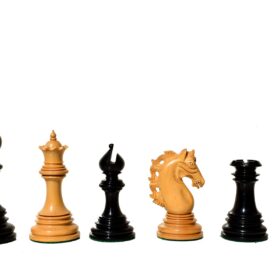 St Petersburg Series Chess Set Boxwood & Ebony 4.4" King with 2.25" Square Chess Board-9181