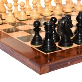 St Petersburg Series Chess Set Boxwood & Ebony 4.4" King with 2.25" Square Chess Board-9172