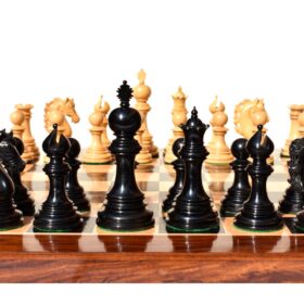 St Petersburg Series Chess Set Boxwood & Ebony 4.4" King with 2.25" Square Chess Board-9169