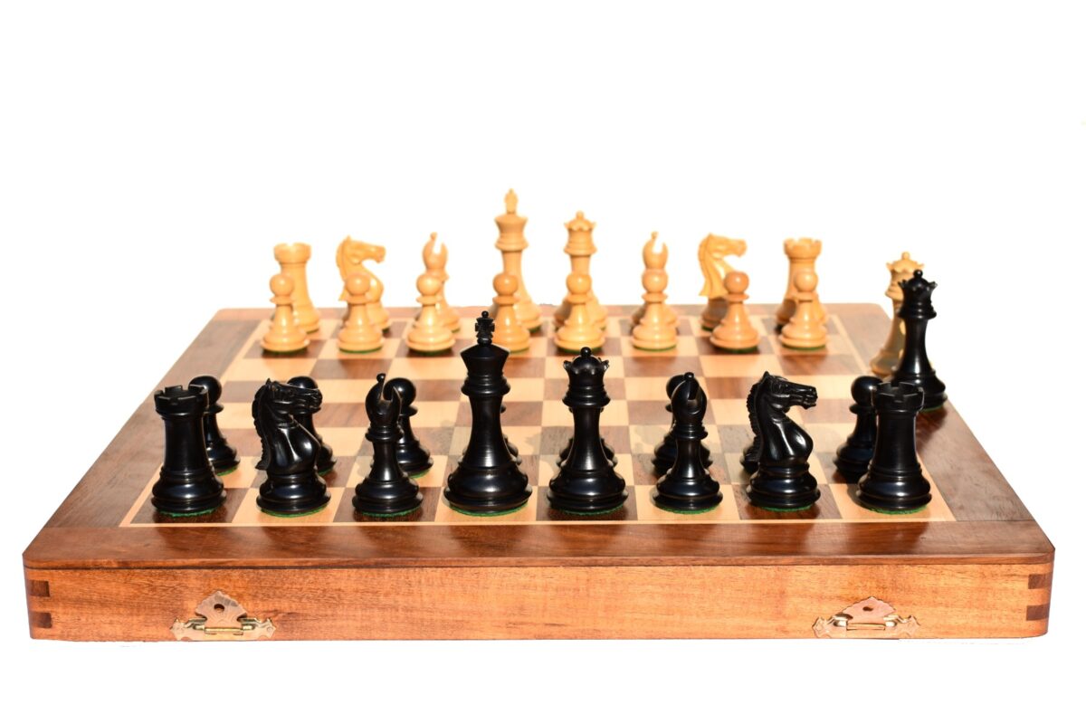 The Centurion Series Boxwood & Ebonized chess set 3" King with 16" Chess board-9280