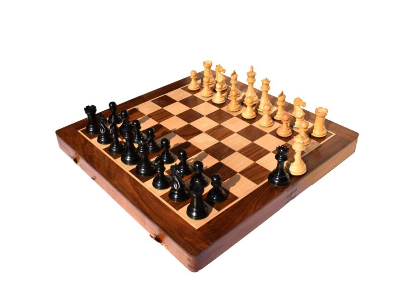 The Centurion Series Boxwood & Ebonized chess set 3" King with 16" Chess board-0