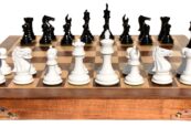 The Centurion Series White & Black laquered chess set 3" King with 16" Chess board-0