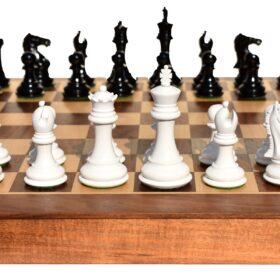 The Centurion Series White & Black laquered chess set 3" King with 16" Chess board-0