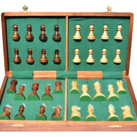 The British Staunton Boxwood & Sheesham 4" King with 18" chess board-9348