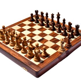 The British Staunton Boxwood & Sheesham 4" King with 18" chess board-0