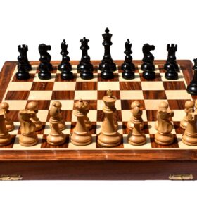 The British Staunton Boxwood & Ebonized 4" King with 18" chess board-9353