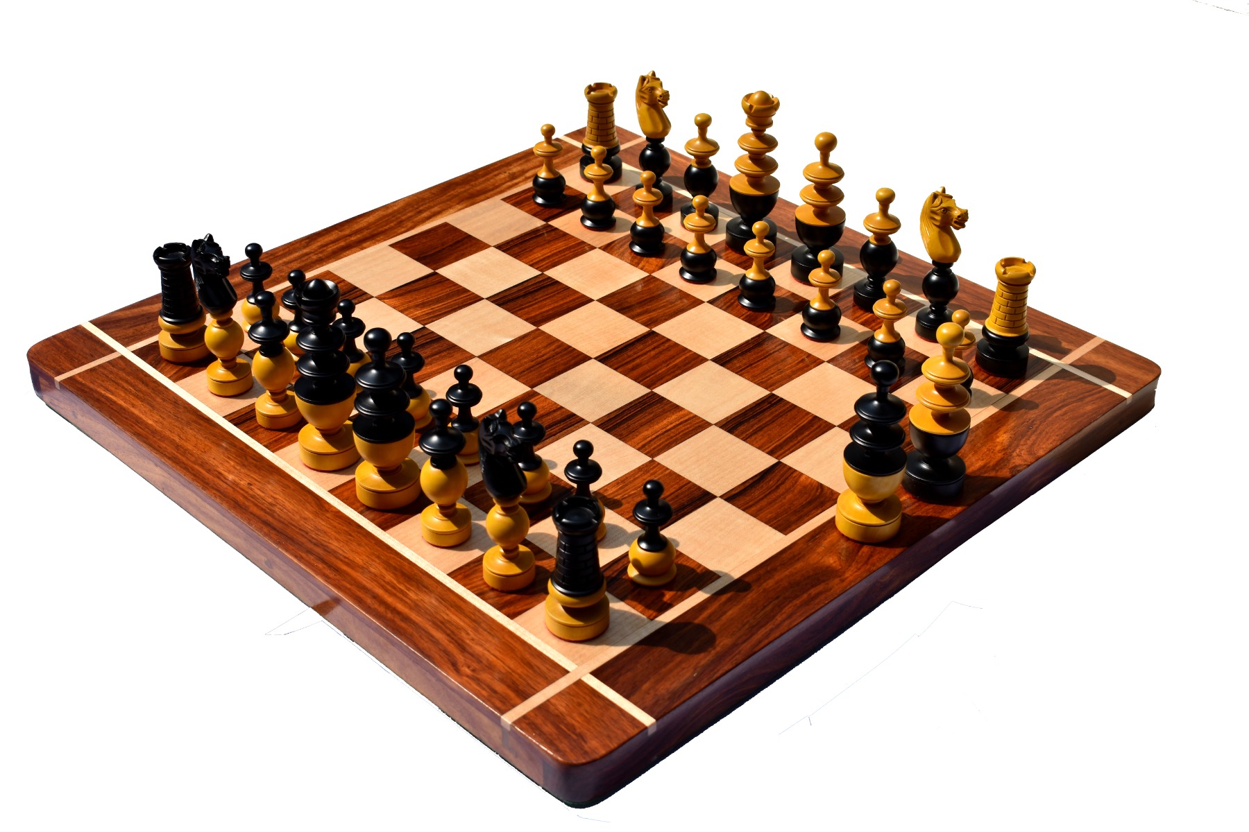 The Classical French Regency Antiqued Boxwood & Black Matte Finish 4.4" with 2" Square chess board-0